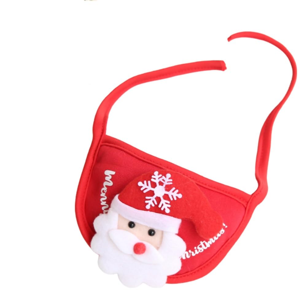 Dog Christmas Bib Puppy Small Dogs Warm Kerchief Soft Winter Funny Cute Xmas Dress Up Outfit Red Santa