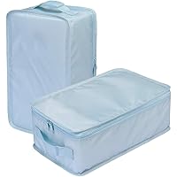 Travel Shoe Bags, Foldable Waterproof Shoe Pouches Organizer-Double Layer (2 Blue Shoe Bags)