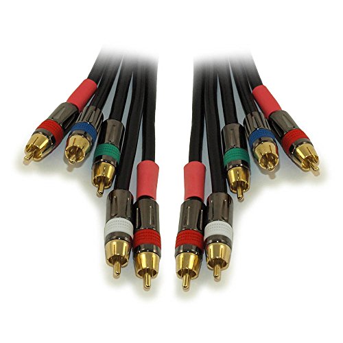 MyCableMart 5 Wire, 3ft RCA PREMIUM IN-WALL Component Video/Audio Cables Gold Pl