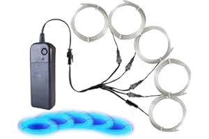 TiTiToo Neon Light 5-in-1 Meter Wire，Portable Battery Pack with Decorative Wire，Suitable for Birthday Parties，Thanksgiving and Other Occasions. (Ice Blue)