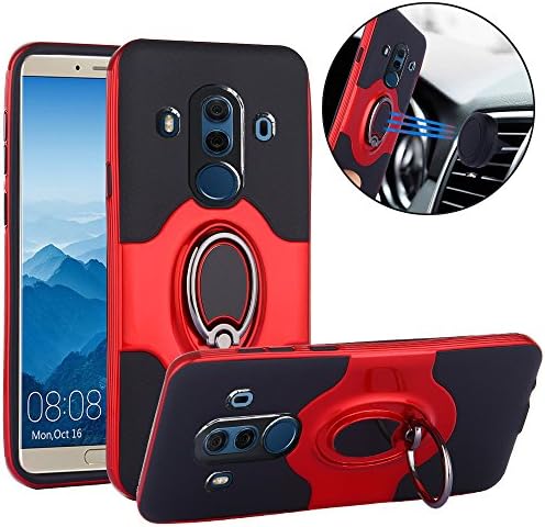 Huawei Mate 10 Pro Case, Slim Drop Protection Cover, IMPROVED Ring Grip Holder Stand, Back Magnetic Circle With Air Vent Magnetic Car Vent Mount For Huawei Mate 10 Pro - Red
