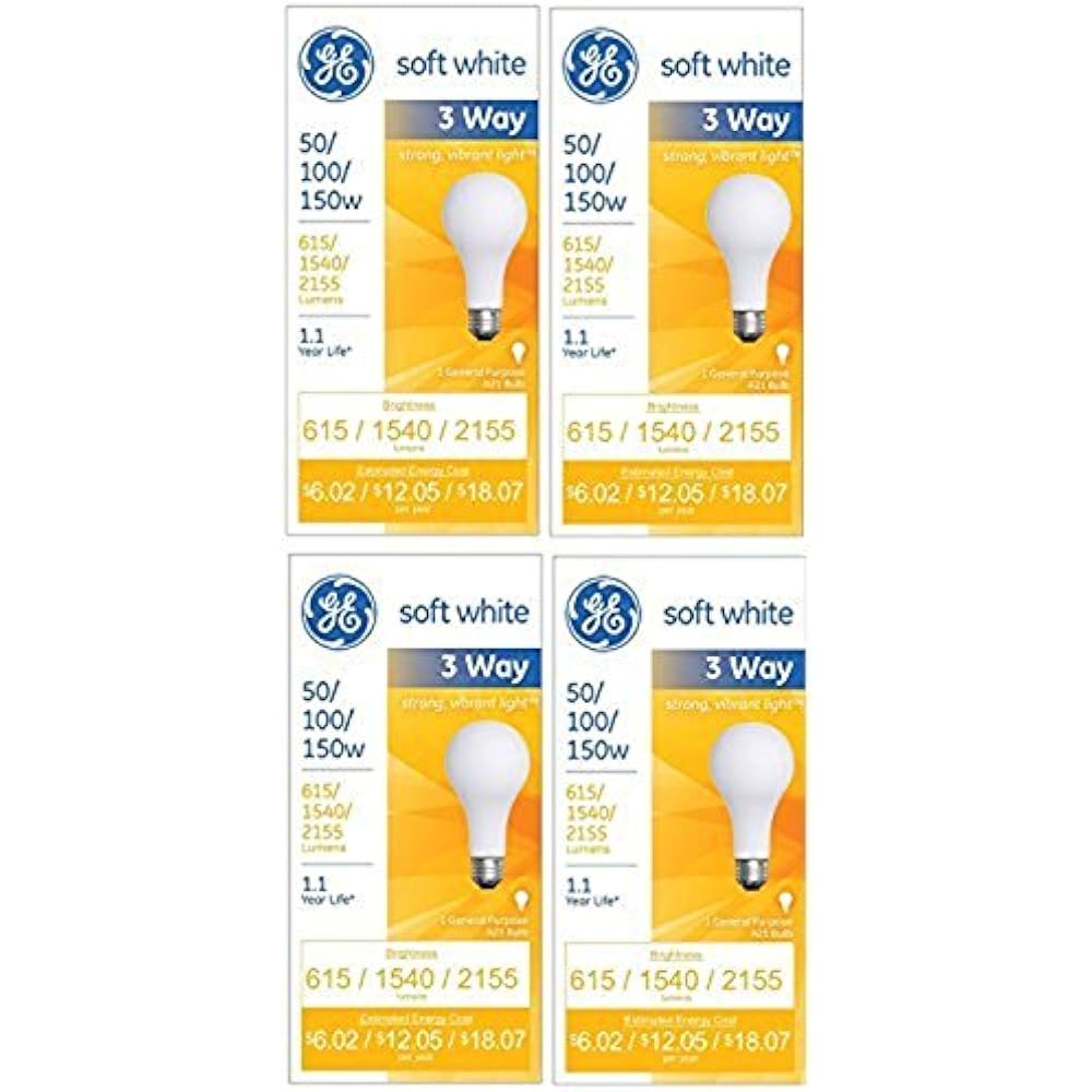 97494 Lighting 50/100/150Watt, 3Way Bulb, Soft White, 4Pack eBay