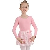 Girls Ballet Dance Dress Gymnastics Leotard Combo with Sparkle Star Print Wrap Skirt