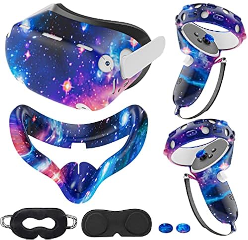 Compatible with Oculus Quest Accessories, for Quest VR Silicone face  Cover, VR Shell Cover,for Quest Touch Controller Grip Cover,Protective  Lens