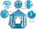 Blue Hexagon Play Castle Indoor Kids Play Tent Outdoor Boys & Girls Playhouse with 23ft LED Star String Lights,55