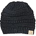 Winter White Ivory Thick Slouchy Knit Oversized Beanie Cap Hat,One Size,Black