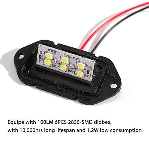 image for CZC AUTO 2PCS 12V LED Exterior License Plate Tag Light, Interior Court