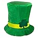 Windy City Novelties St. Patrick's Green Velvet Shamrock Top Hat – Unisex Adult, One Size