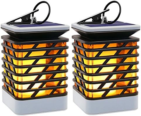 Outdoor Solar Hanging Lights, Hallomall Solar Lanterns Waterproof IP55 with Dancing Flame Effect 75LED for Garden Patio Umbrella Lamp Tree Pool Pavilion Lawn Porch Decor- 2 Pack