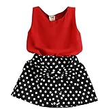 Jastore® Girls Clothing Sets Cute Red Vest + Dot Skirts Two Pieces Set