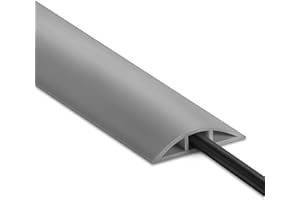 LZEOY 4FT Cord Cover Floor, Grey Cord Hider Floor, Extension Cable Cover Power Cord Protector Floor, Cable Management Hide Cords on Floor- Soft PVC Wire Covers - Cord Cavity: 0.47" (W) x 0.24" (H)