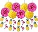 Wcaro Luau Party Supplies Flamingo Party Supplies Hawaiian Decorations Luau Decor Yellow Rose Red Tissue Paper Pom Poms Flamingo Pineapple Banner For Tropical Luau Hawaiian Summer Party Supplies