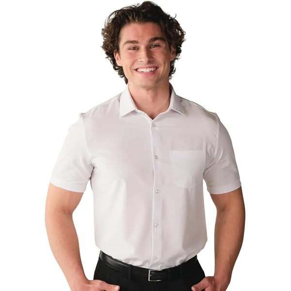 Amazon.com: &COLLAR Slim Fit Short Sleeve Performance Men's Dress Shirt  Black XS : Clothing, Shoes & Jewelry