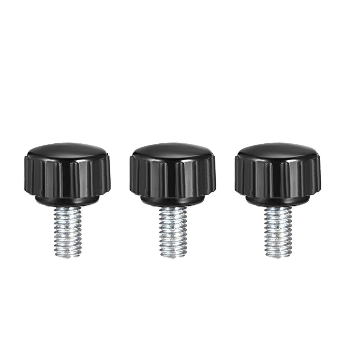 sourcing map M5 x 10mm Metric Male Thread Knurled Clamping Knobs Grip Thumb Screw on Type Hand Clamping Handle Bolt with Plastic Knobs Black 3 Pcs