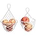 MyGift Wall Mounted White Metal Wire Hanging Fruit and Produce Baskets, Large and Small Sized Racks, 2 Piece Set