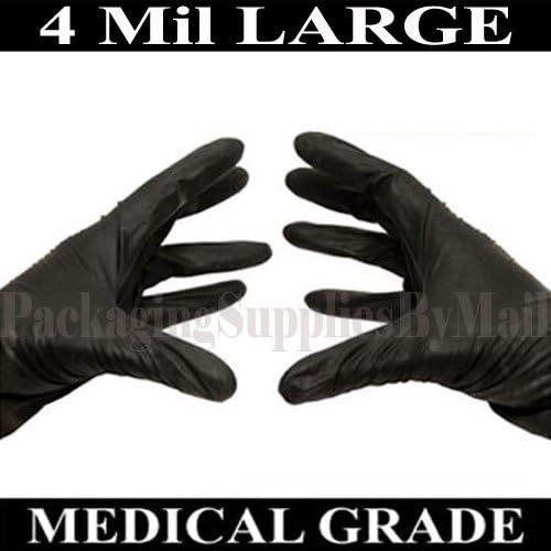 100 Pcs "PSBM" Black Nitrile Glove 4 Mil Medical Exam Powder-Free Gloves Large 100 /Box