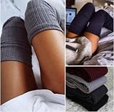 HFJJT Ladies Autumn Winter Soft Cable Knit Over Knee Long Boot Thigh-High Warm Socks Leggings