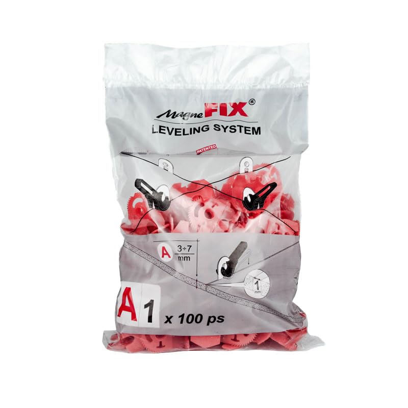 MagneFIX Tile Levelling Plates, Tool-Free System for Aligning Large Tiles & Stone, A1 Model with 1mm Grout Line, for 3–7mm Tile Thickness (Pack of 100)