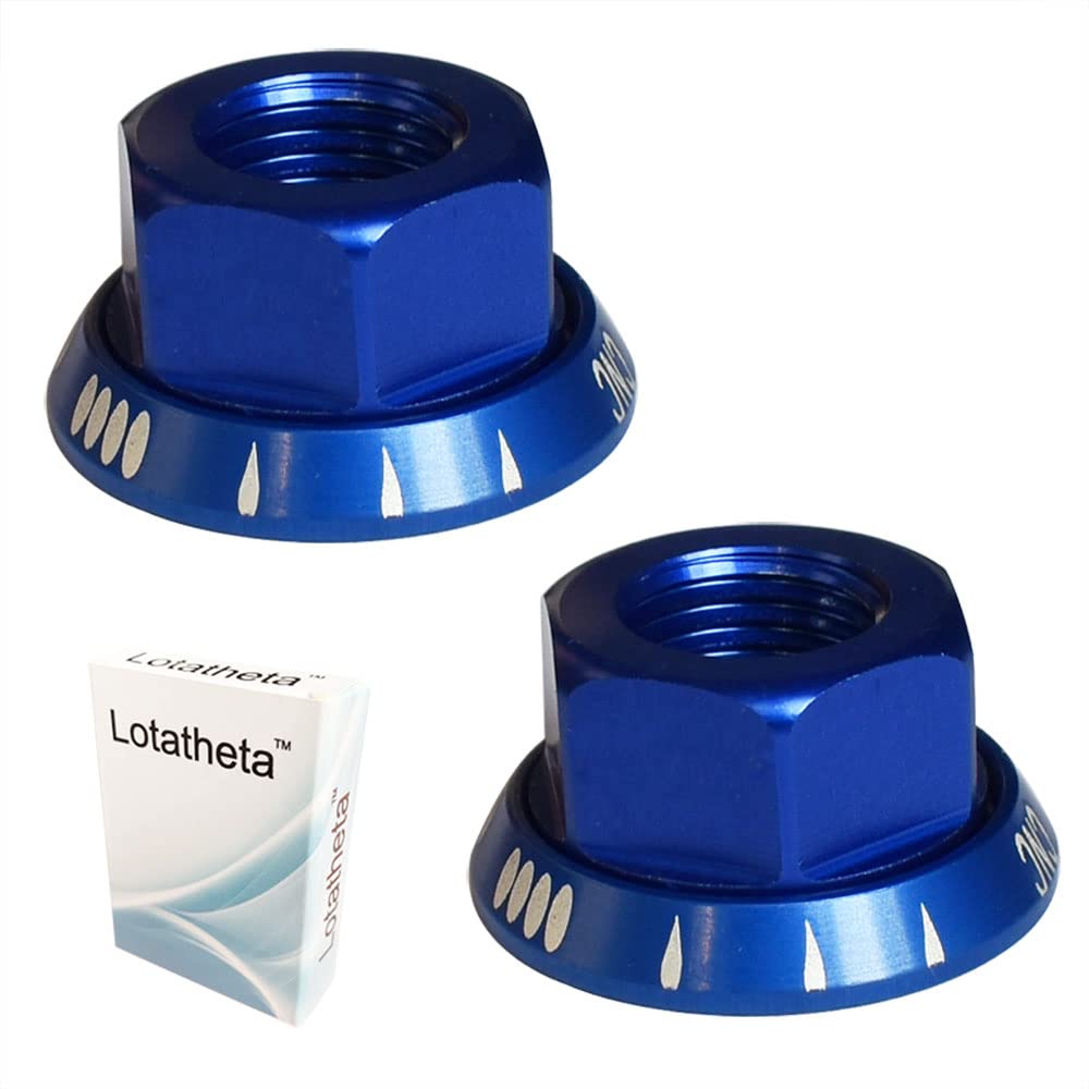 Lotatheta Blue 2 x M10 Bike Wheel Hub Axle Nuts 7075 Aluminum Bicycle Chromed Skewer Bolt Screw Nut Road MTB Replacement