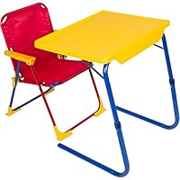 Table-Mate 4 Kids Folding Desk and Chair Set for Eating, Art & Activities for Toddlers and Children with Portable Carry Case (Red/Blue/Yellow)