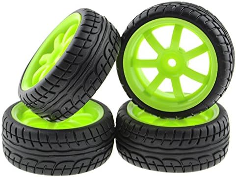 Rowiz 4x RC 1:10 Tires Soft Rubber&7-Spoke Wheels Off-Road Hex 12MM Green
