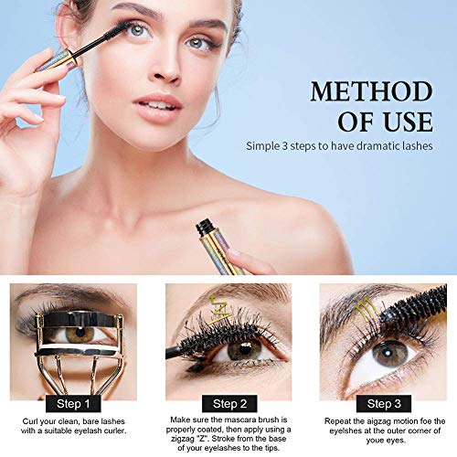 2 Pack Natural 4D Silk Fiber Lash Mascara, Lengthening and Thick, Long Lasting, Waterproof & Smudge-Proof, All Day Exquisitely, Full, Long, Thick, Smudge-Proof Eyelashes