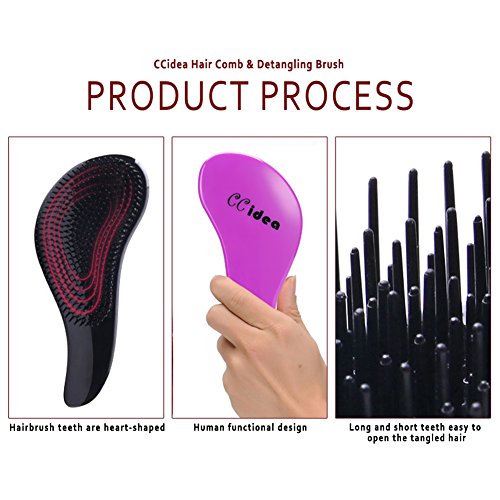 CCidea Detangling Brush - Glide Thru Detangler Hair Comb or Brush - No More Tangle - Adults & Kids (purple) - Thumbnail 4