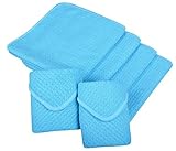 Sinland Microfiber Cloth Waffle Weave Dish Cloths Washcloths Facial Cloths Turquoise 6 Pack 13Inchx13Inch