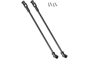 BRCatWPark Free to Cut Length Drive Shaft Axles Upgrades Part for 1/10 LCG DIY RC Crawler SCX10 I SCX10 II SCX10 III TRX4 Capra,2PCS #45 Steel Universal Joint Driveshaft,Black