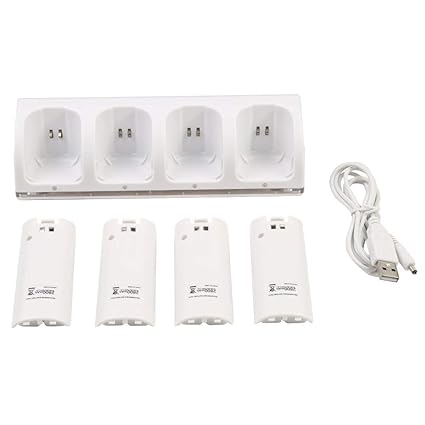 OSAN Ladegerät-KIT Ladestand Ladestation mit 4 2800mAh wiederaufladbar Batterien Akkus für Nintendo Wii Remote Controller (We
