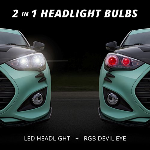 H7 2in1 LED Headlight Bulb Kit - XKchrome Smartphone App-enabled Bluetooth RGB Devil Eye + LED Headlight Conversion
