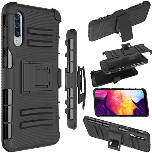 Galaxy A50 Case, Galaxy A50 Holster Case, Zoeirc [Heavy Duty] Armor Shock Proof Dual Layer Phone Protective Case Cover with Kickstand & Belt Clip Holster for Samsung Galaxy A50 (Black)