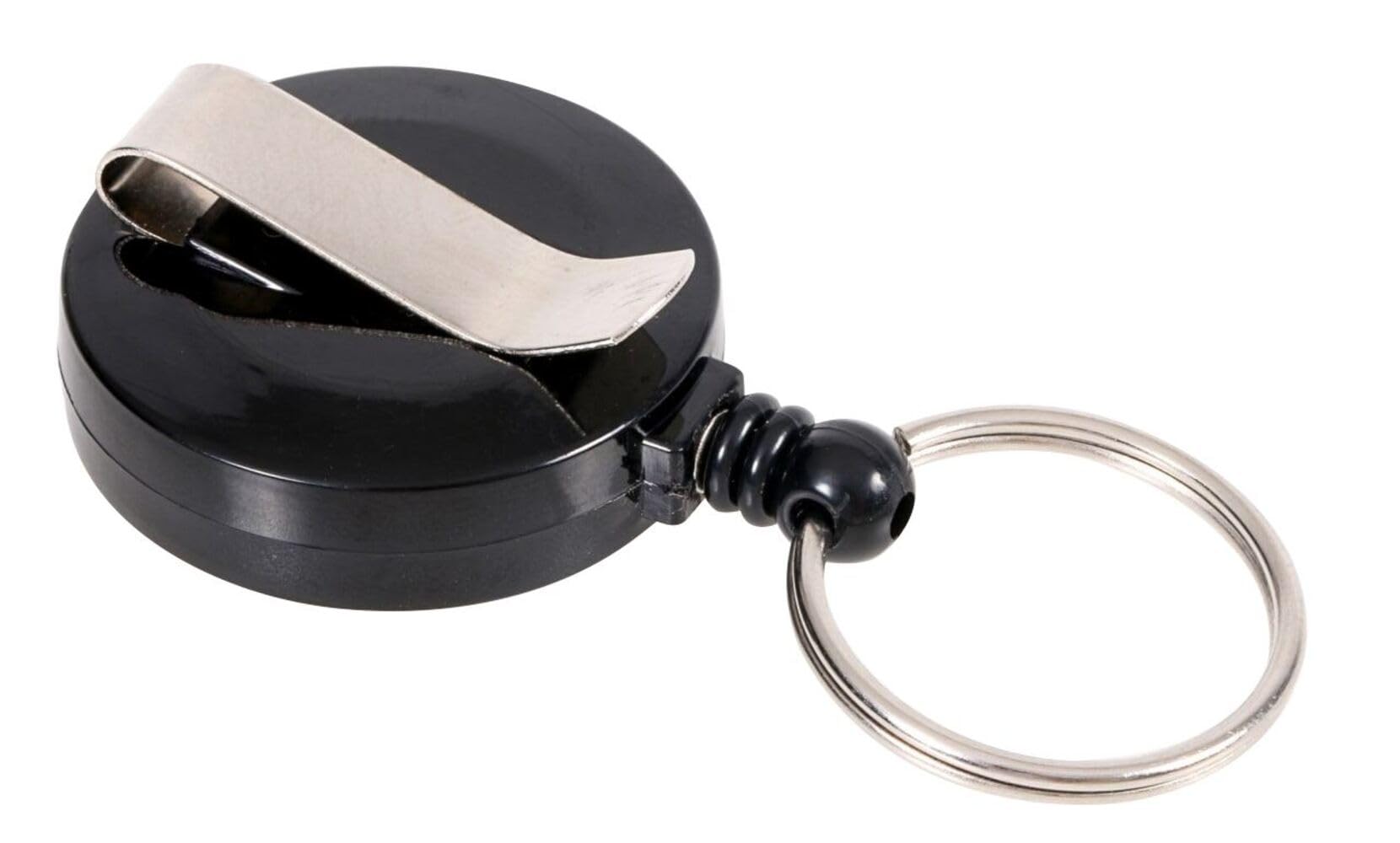 Europel Badge Reel with Strap Clip, 80cm Cord, with Ring, Black (Pack of 10) | for Name badges, Pass holders, Schools, Offices, Conferences | 121282