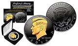 Black RUTHENIUM 2016 JFK Kennedy Half Dollar Coin with 24K Golden Enigma D Mint