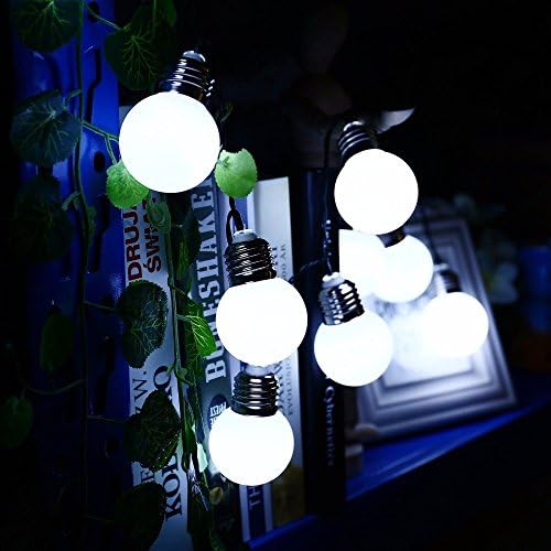 AMZSTAR Solar Bulbs String Lights, G50 Waterproof 19.6ft 20LED Globe Fairy Lights Bulb White LED Decorative Lights for Party Garden Yard Christmas (White)