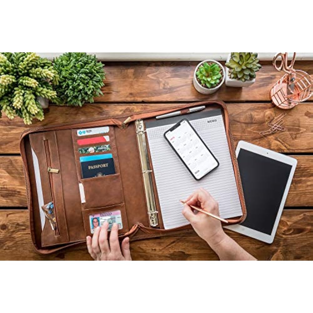 Portfolio Padfolio Zippered Closure, Removable 3 Ring Binder & Bonus Letter 655711832046 eBay