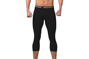 Towintec Men’s 3/4 Compression Pants, Athletic Leggings Running Workout Tights Base Layer for Basketball Sports Football Gym