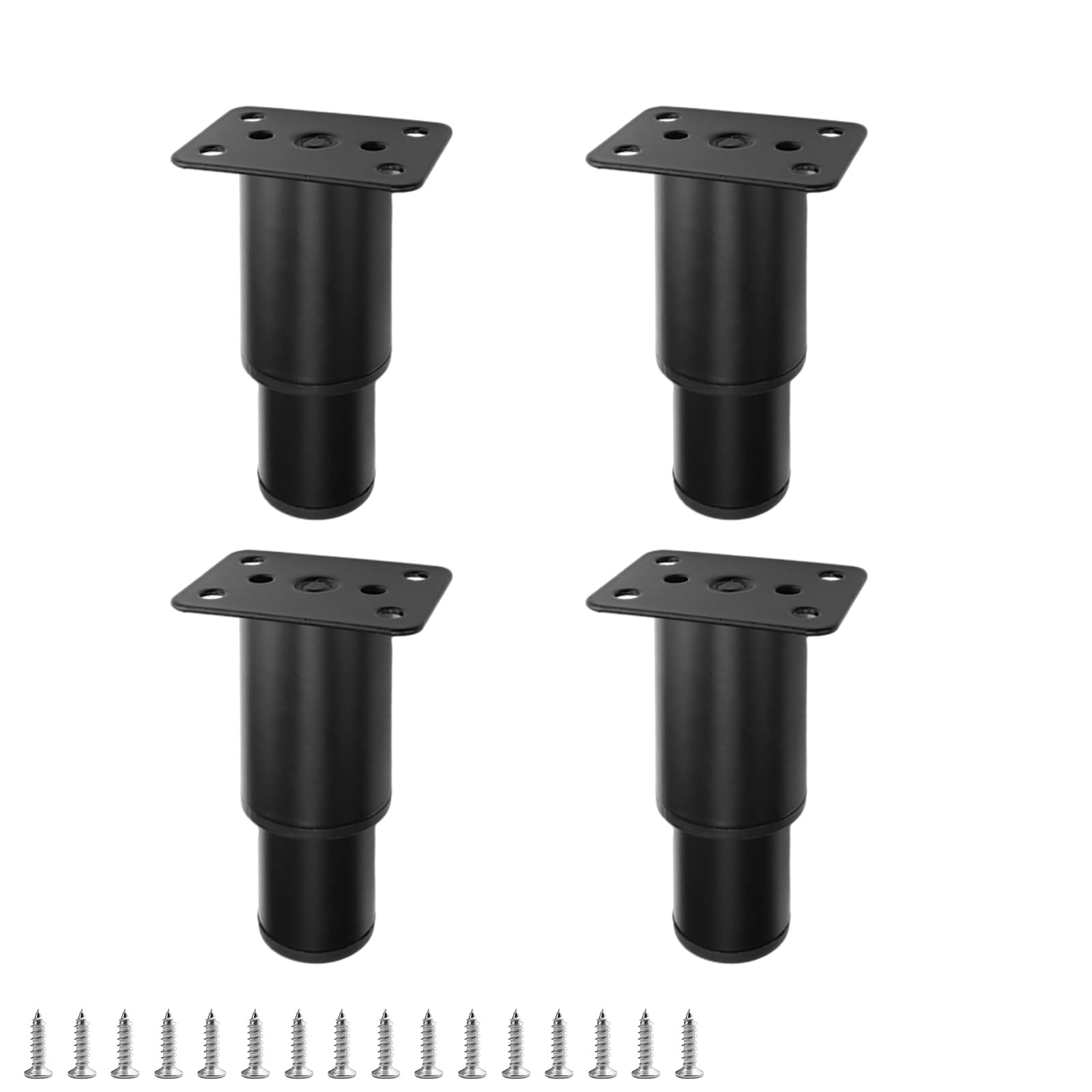 SPRHR 4 Piece Furniture Legs, Adjustable Feet for Worktop, Black Bathroom Furniture Legs, with Mounting Screws, Suitable for Sofa, Table, Bed