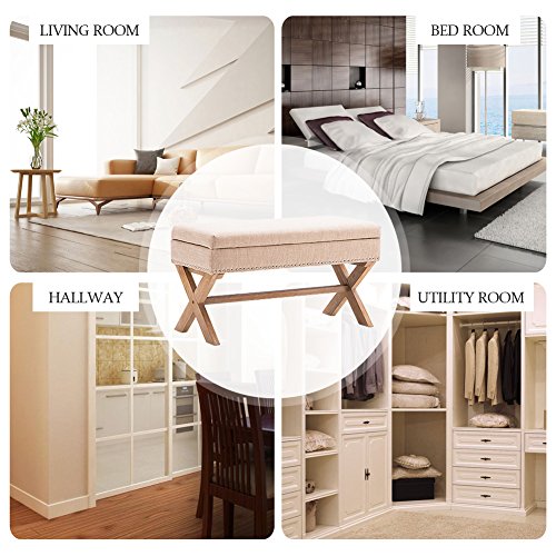 image for Fabric Upholstered Storage Entryway Bench, 36 inch Bedroom Bench Seat 