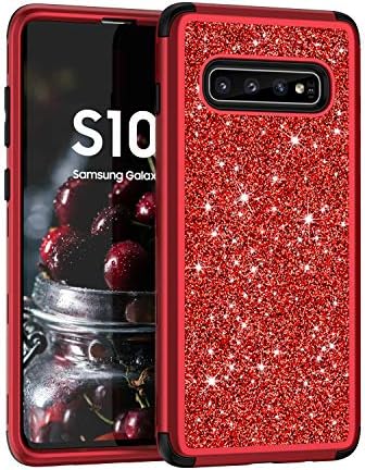 Galaxy S10 Plus Case, UZER Three Layer Shockproof Luxury Glitter Sparkle Bling Diamond Hard PC Soft Silicone Combo Hybrid Impact Defender Full-Body Protective Case for Samsung Galaxy S10 Plus 6.4"