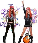 Heartsking 8pc Rockstar Costume Glam 80s 90s Men Outfit Wigs Gloves Set view 4