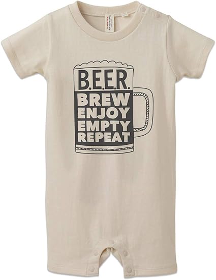 Amazon Co Jp Igsticker プリント ベビー服 カバーオール ロンパース ナチュラル クリーム色 ベージュ オフホワイト アイボリー 赤ちゃん 新生児 ベビー 出産祝い おしゃれ 肌着 T Shirt ビール 英語 ジョッキ 服 ファッション小物