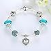 Presentski Charm Bangle with Silver Plated Charms Glass Beads and Heart Pendant for Girls Women
