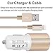 IWAVION Car Charger (4.8A/24W) with 3FT/1M Nylon Braided Lightning to USB Cable for Apple iPhone 7/7 Plus/6s/6s Plus/6/6 Plus/5s/5c/5, iPad Mini/Air/Pro, iPod, Samsung Galaxy S7/Edge/Note (Gold)