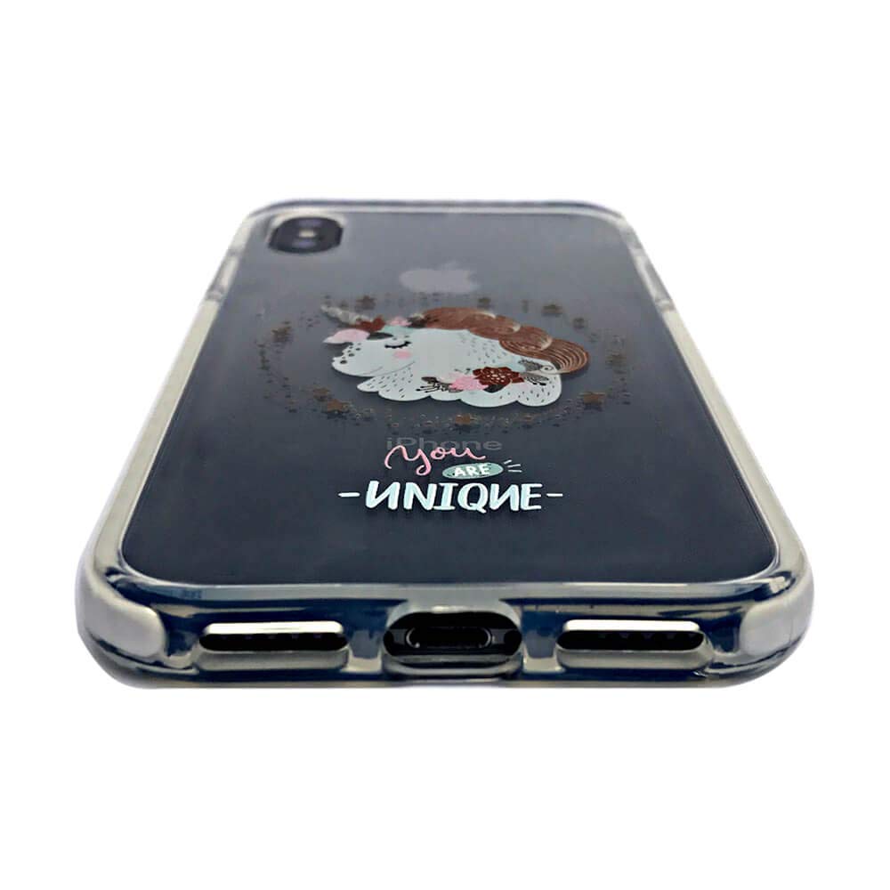 Cute Protective Girl Case for iPhone Xs X Clear with Glass Screen Protector by LFXTECH