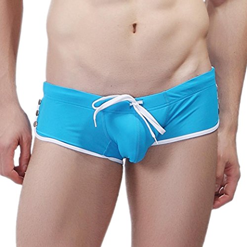 Men's Swimming Trunks, TOOPOOT Mens Boxer Swimming Briefs (S, Sky Blue)