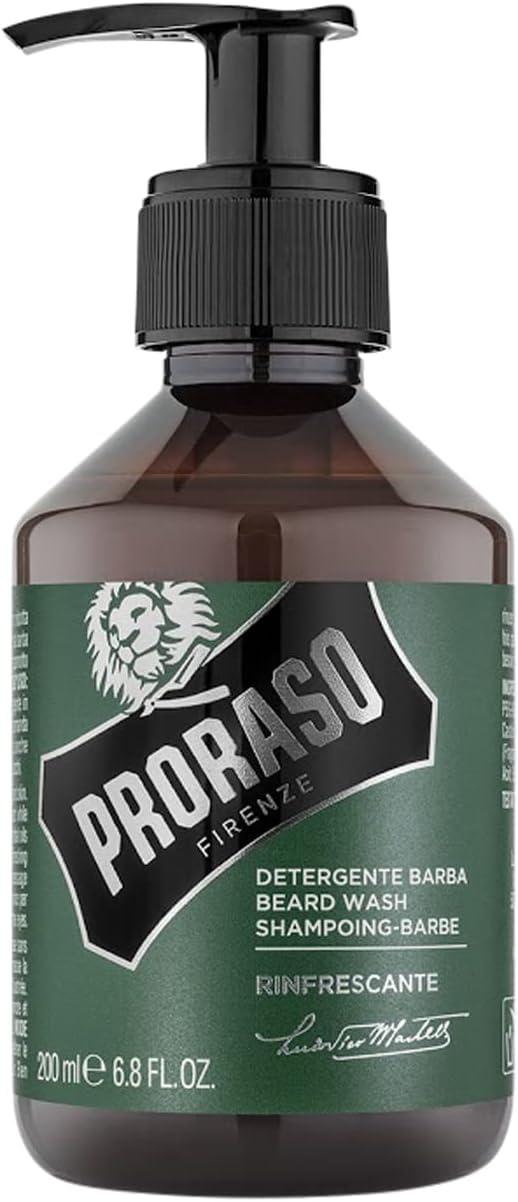 Proraso Beard Wash, 200ml, Refreshing Scented Beard Shampoo Softens, Conditions, and Gently Removes Impurities, Made in Italy