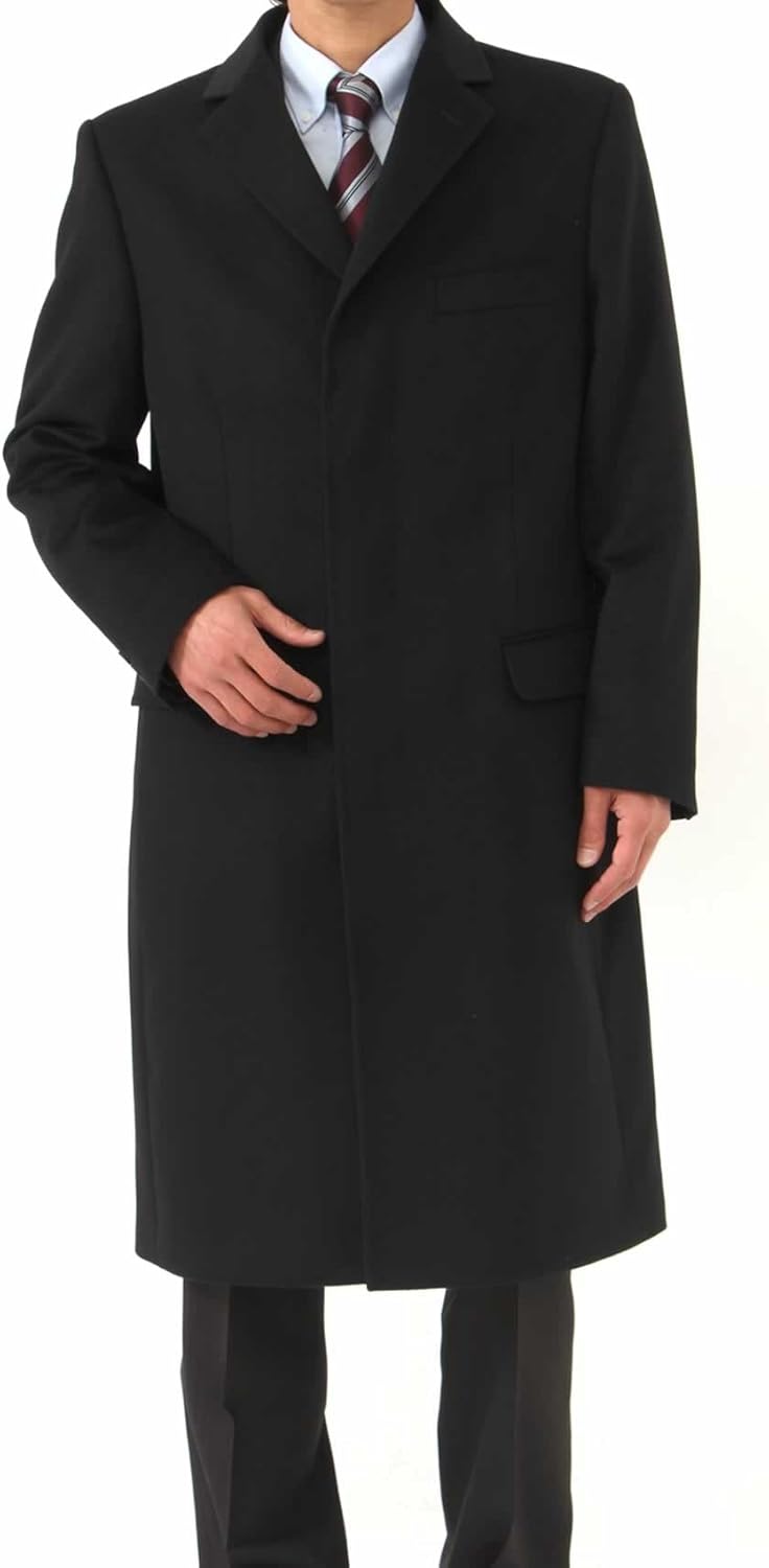 Amazon 日本製 ピュア カシミヤ100 チェスターメンズ ロングコート 黒 メンズ ビジネス コート コート ジャケット 通販