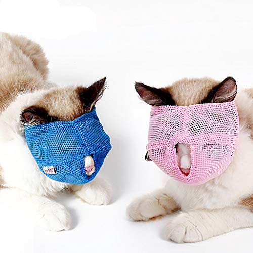Tcplyn Premium Quality Multifunctional Anti bite Cat Muzzle Breathable Pet Mesh Muzzle Prevent Cats from Biting and Chewing L Size Pink Pet Supplies
