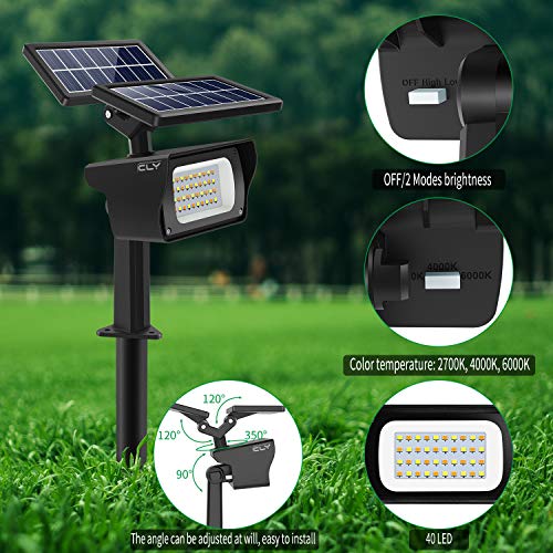 CLV Solarleuchte garten【Neue Pro-Version】, Solarlampen für den Garten mit 3 Helligkeitsstufen, 40 LEDs Wasserdicht… – Bild 3